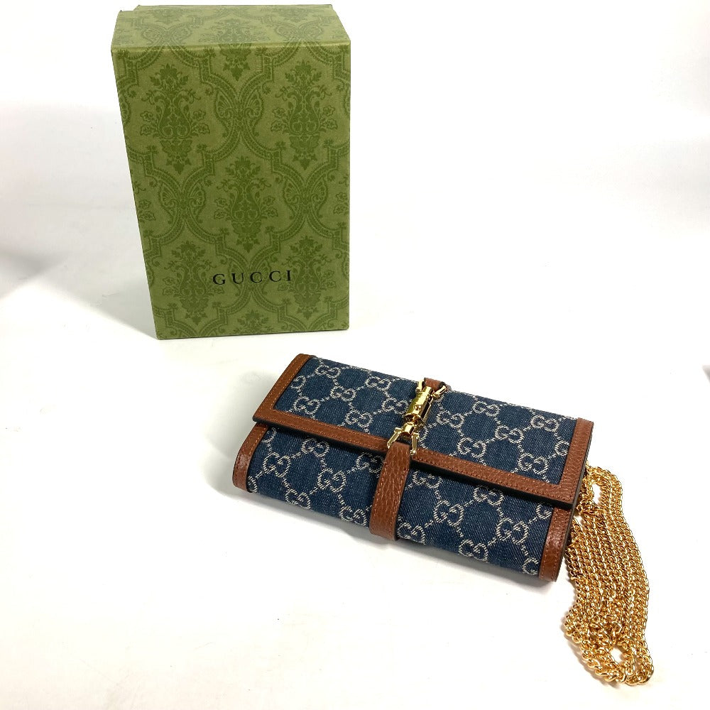GUCCI Long Wallet Purse 652681 GG canvas blue GG denim Jackie 1961 Women Used