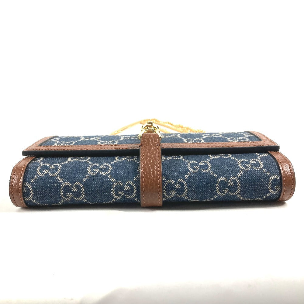 GUCCI Long Wallet Purse 652681 GG canvas blue GG denim Jackie 1961 Women Used
