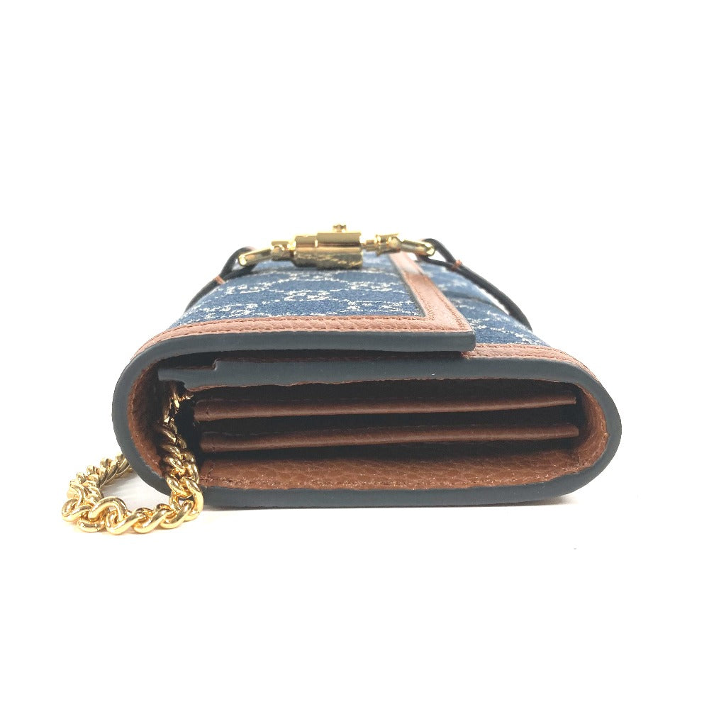 GUCCI Long Wallet Purse 652681 GG canvas blue GG denim Jackie 1961 Women Used