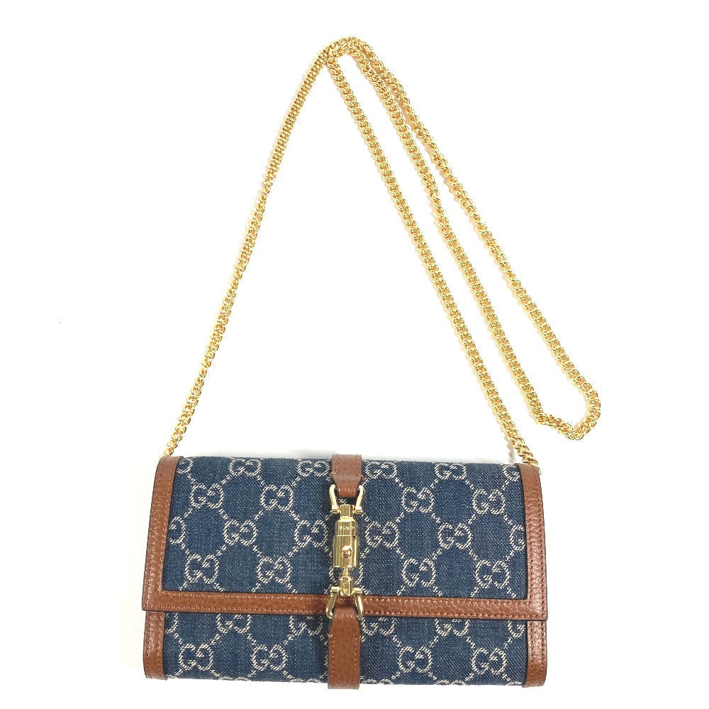 GUCCI Long Wallet Purse 652681 GG canvas blue GG denim Jackie 1961 Women Used