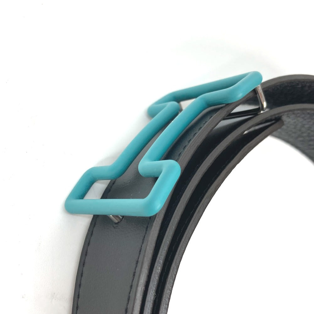 HERMES belt Boxcalf, Togo Black x blue H buckle Tonight mens 90 Used