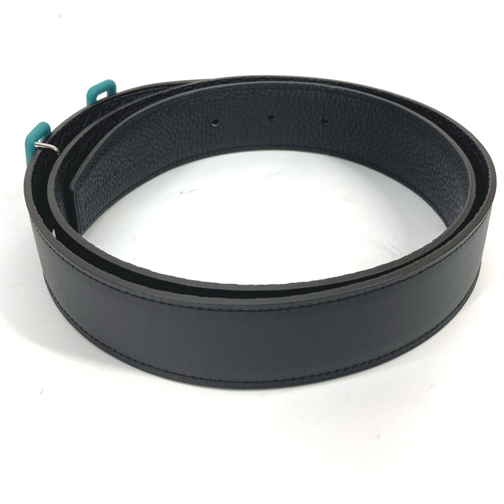HERMES belt Boxcalf, Togo Black x blue H buckle Tonight mens 90 Used