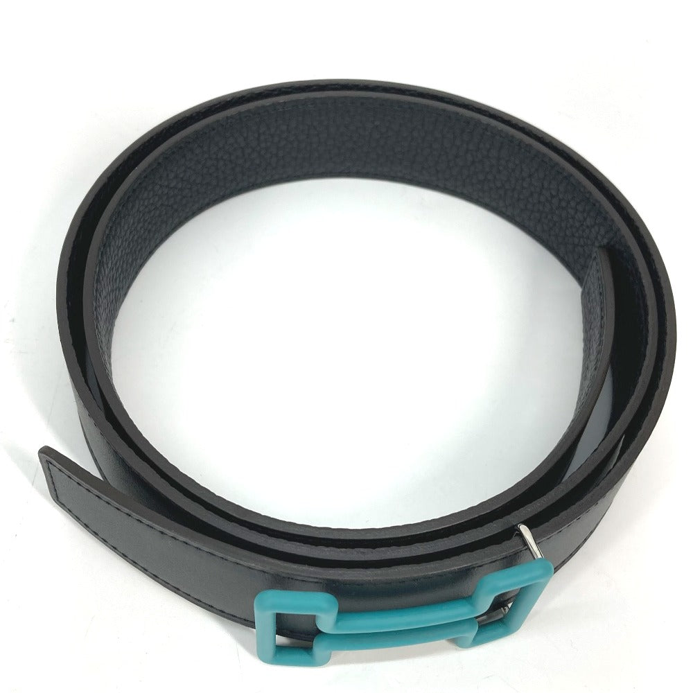 HERMES belt Boxcalf, Togo Black x blue H buckle Tonight mens 90 Used