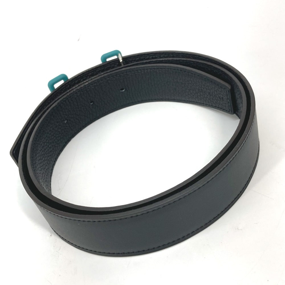 HERMES belt Boxcalf, Togo Black x blue H buckle Tonight mens 90 Used