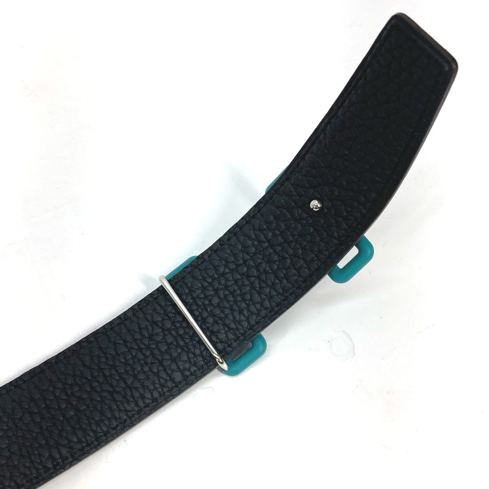 HERMES belt Boxcalf, Togo Black x blue H buckle Tonight mens 90 Used