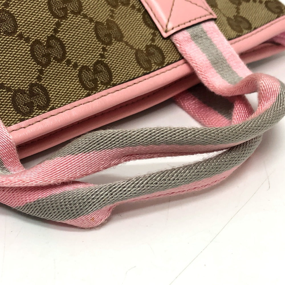 GUCCI Tote Bag 284728 GG canvas Brown x pink Chilled license GG Shelly line Women Used