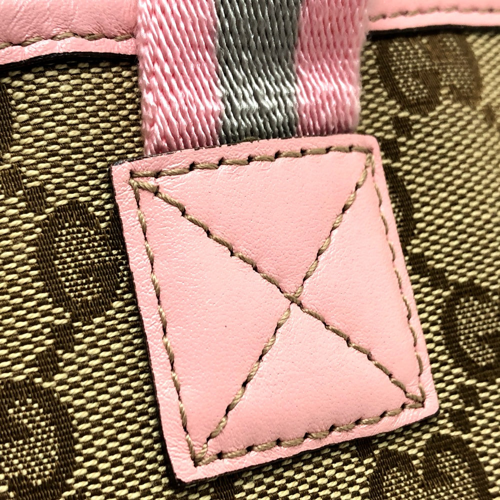 GUCCI Tote Bag 284728 GG canvas Brown x pink Chilled license GG Shelly line Women Used