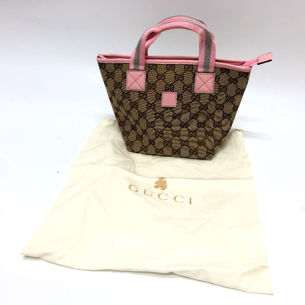 GUCCI Tote Bag 284728 GG canvas Brown x pink Chilled license GG Shelly line Women Used