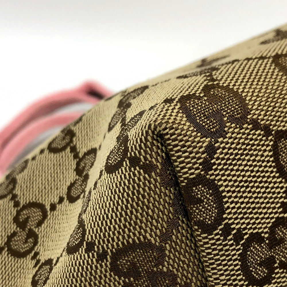 GUCCI Tote Bag 284728 GG canvas Brown x pink Chilled license GG Shelly line Women Used