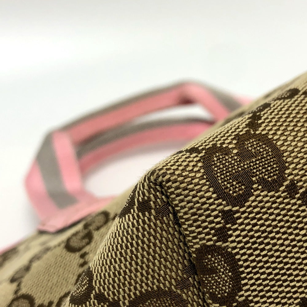 GUCCI Tote Bag 284728 GG canvas Brown x pink Chilled license GG Shelly line Women Used