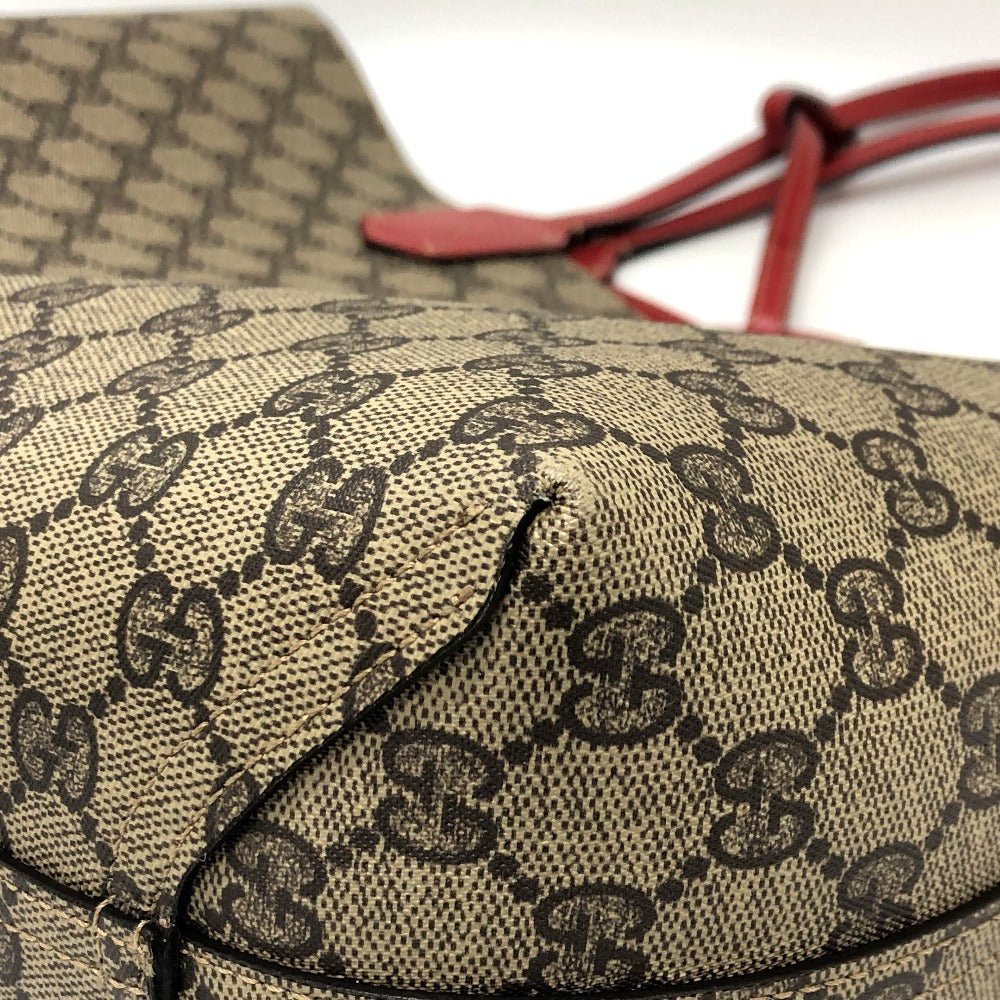 GUCCI Tote Bag 368568 GG Supreme canvas, leather Red x beige GG Supreme Reversible Medium Women Used