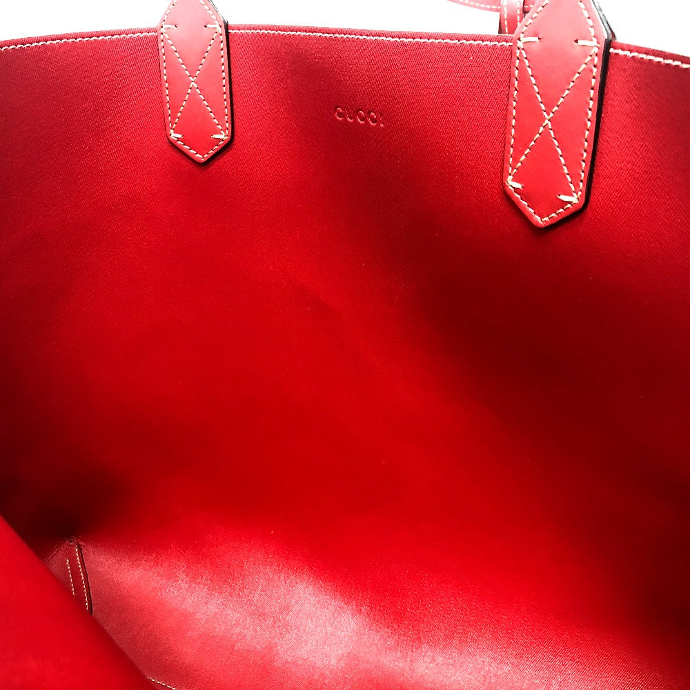 GUCCI Tote Bag 368568 GG Supreme canvas, leather Red x beige GG Supreme Reversible Medium Women Used