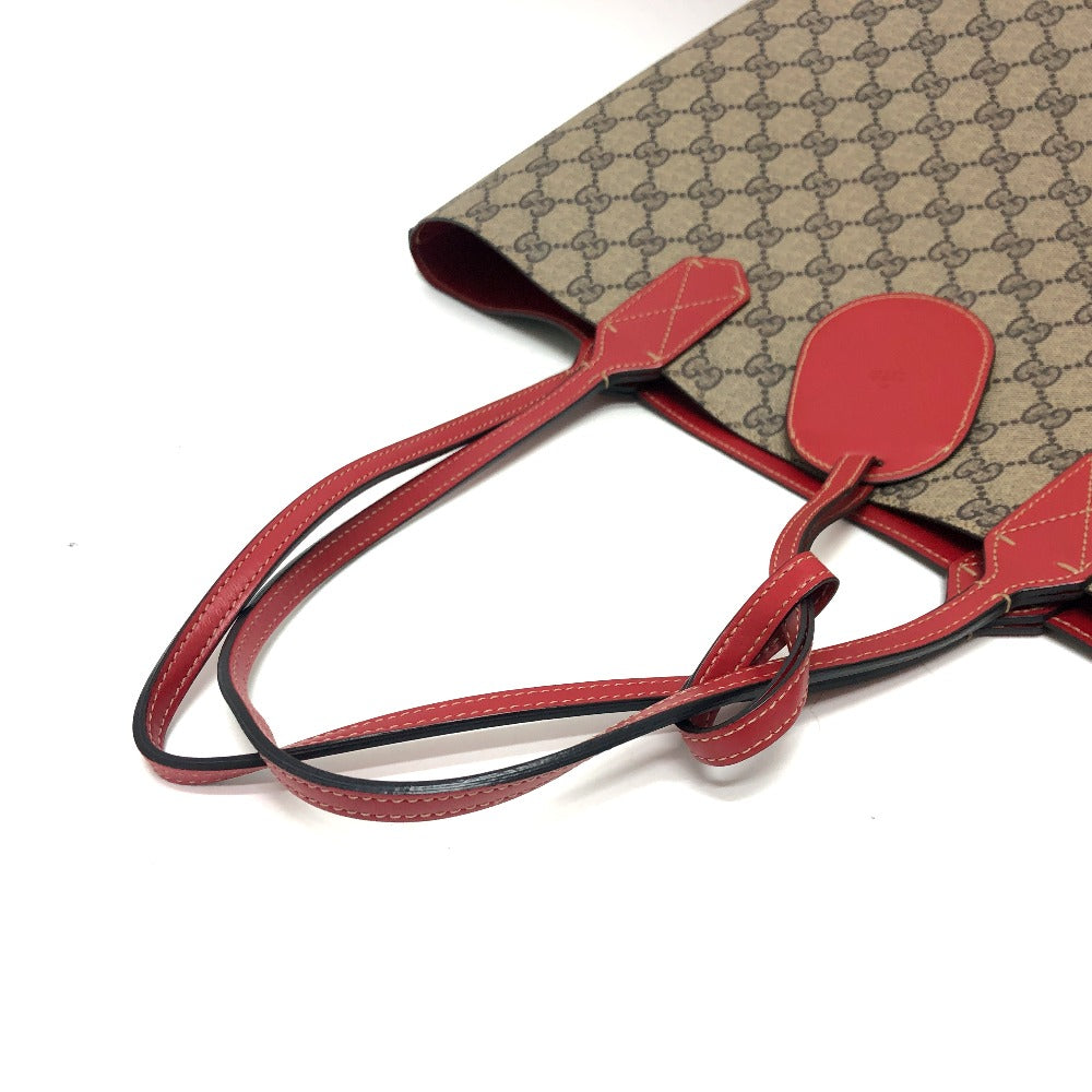 GUCCI Tote Bag 368568 GG Supreme canvas, leather Red x beige GG Supreme Reversible Medium Women Used