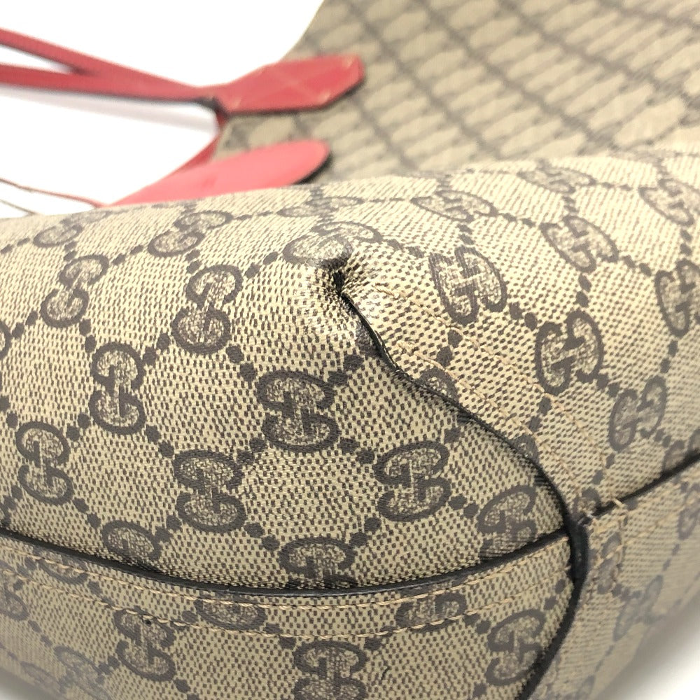 GUCCI Tote Bag 368568 GG Supreme canvas, leather Red x beige GG Supreme Reversible Medium Women Used