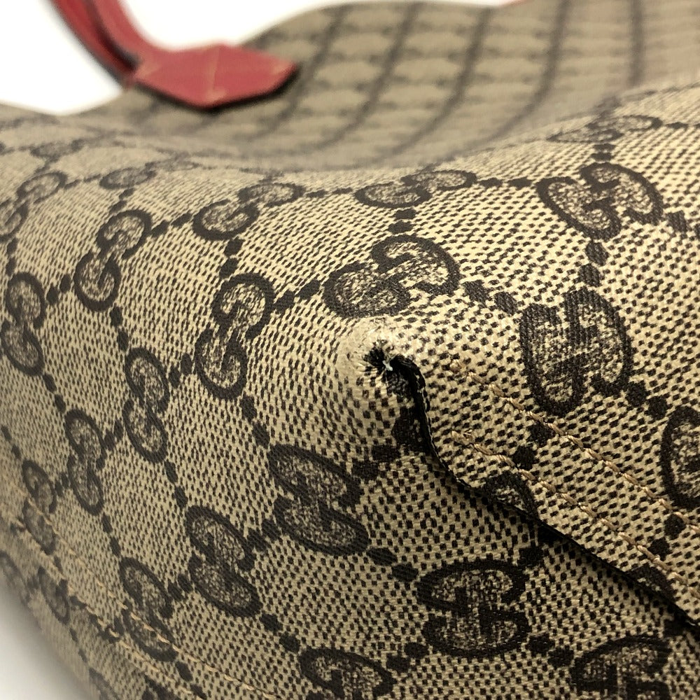 GUCCI Tote Bag 368568 GG Supreme canvas, leather Red x beige GG Supreme Reversible Medium Women Used