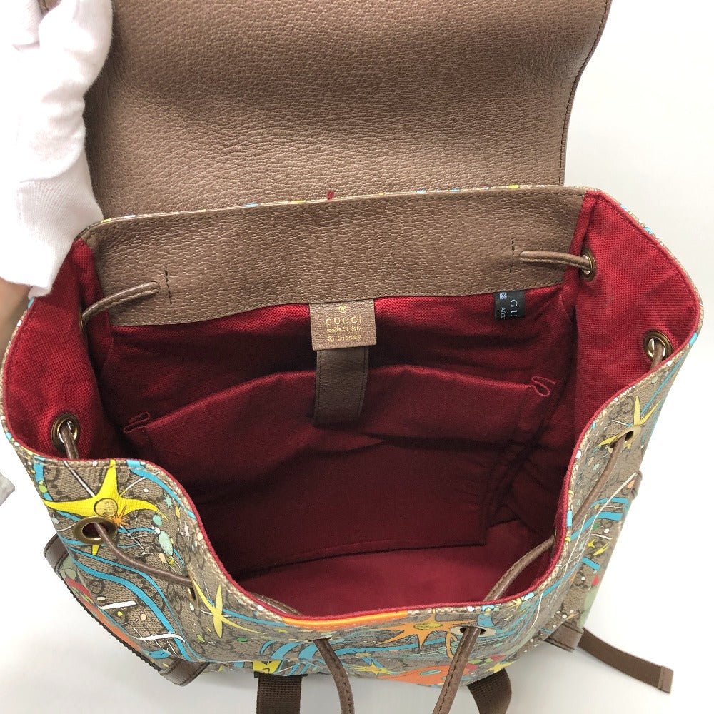 GUCCI Backpack 645051 GG Supreme Canvas Beige x brown x blue GG Supreme Donald Duck DISNEY Women Used