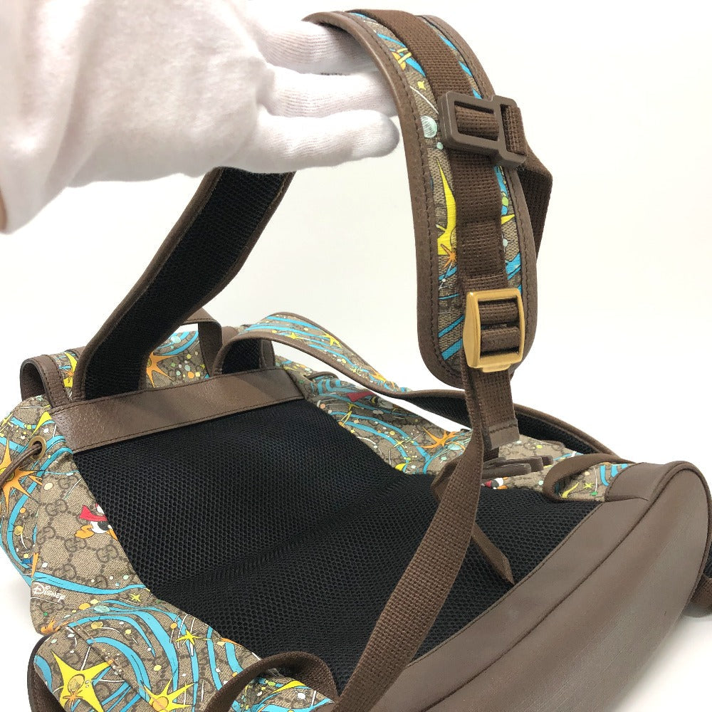 GUCCI Backpack 645051 GG Supreme Canvas Beige x brown x blue GG Supreme Donald Duck DISNEY Women Used