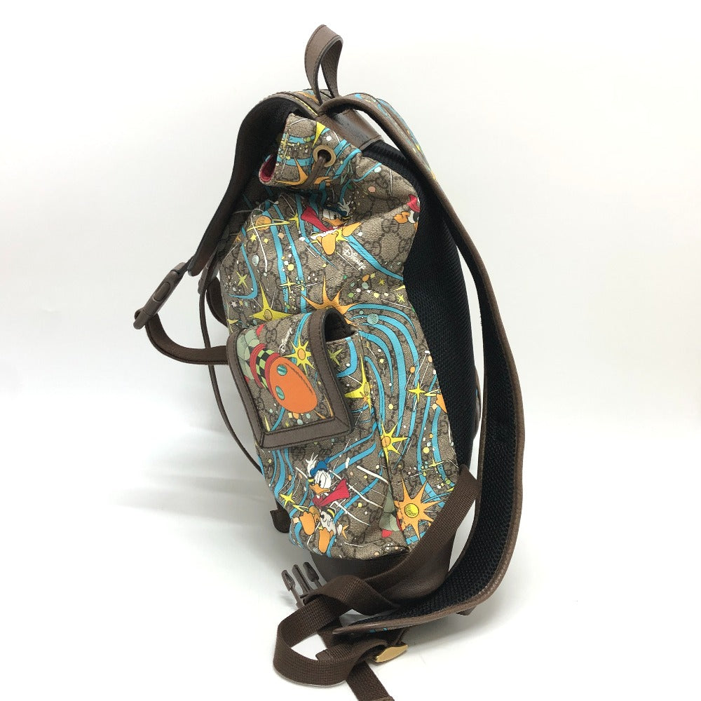 GUCCI Backpack 645051 GG Supreme Canvas Beige x brown x blue GG Supreme Donald Duck DISNEY Women Used