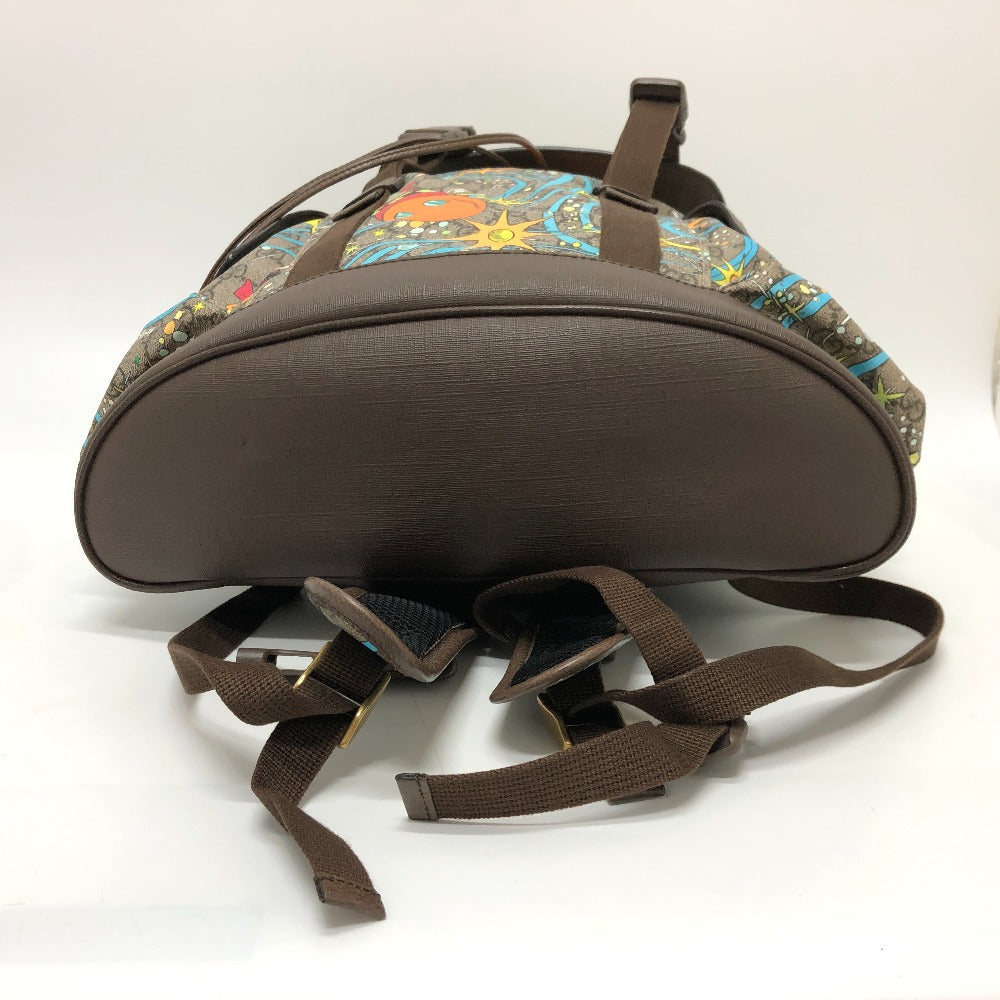 GUCCI Backpack 645051 GG Supreme Canvas Beige x brown x blue GG Supreme Donald Duck DISNEY Women Used