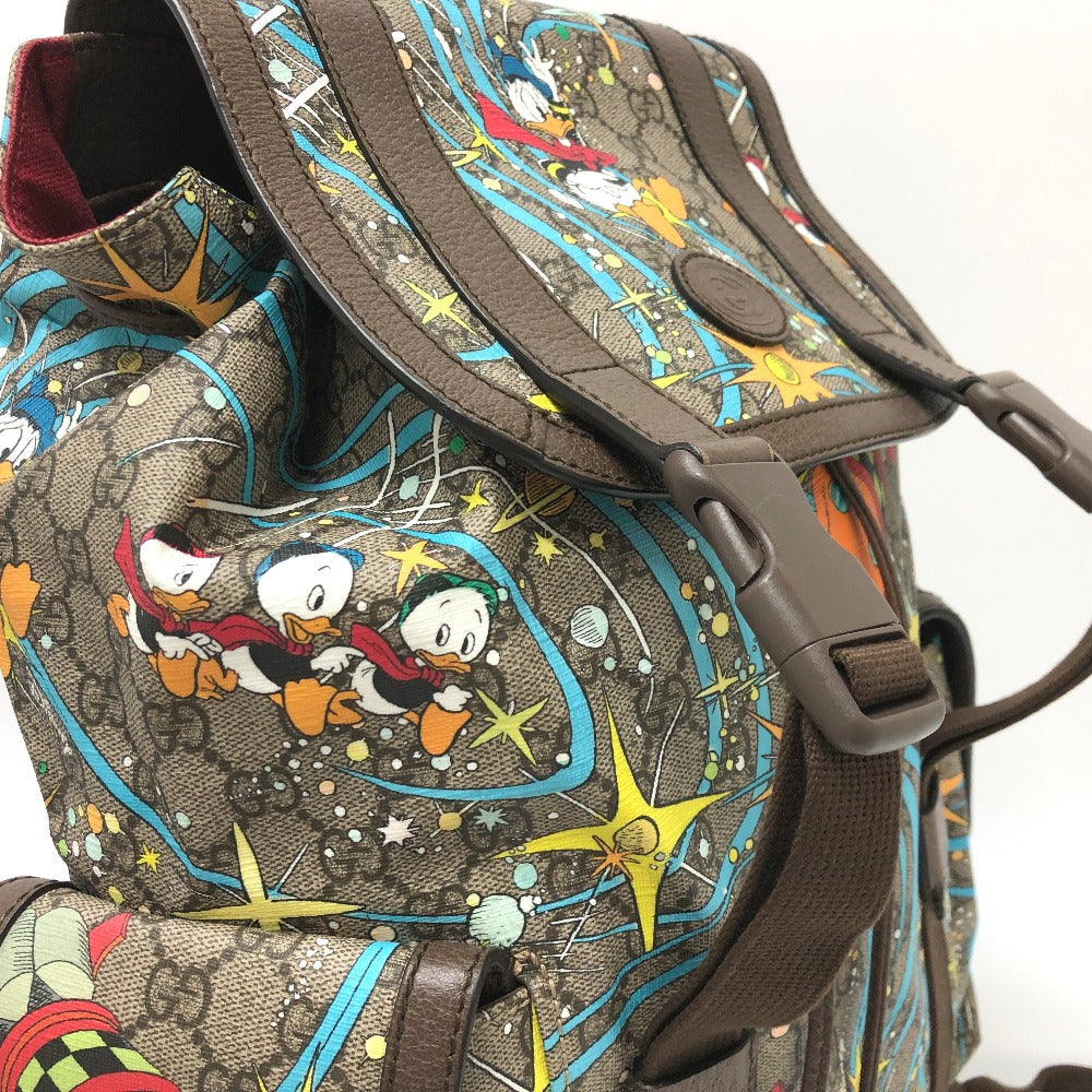 GUCCI Backpack 645051 GG Supreme Canvas Beige x brown x blue GG Supreme Donald Duck DISNEY Women Used