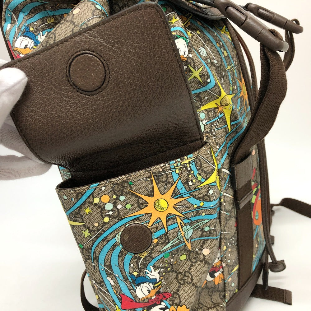 GUCCI Backpack 645051 GG Supreme Canvas Beige x brown x blue GG Supreme Donald Duck DISNEY Women Used