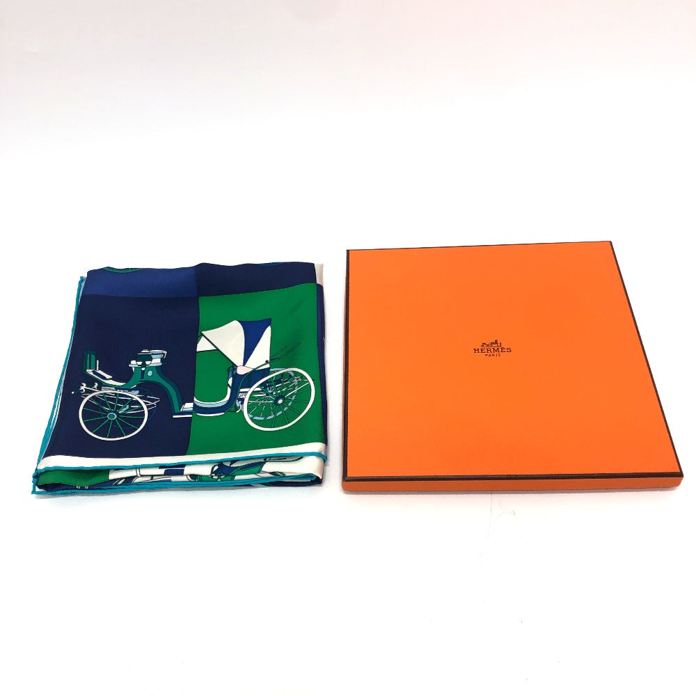 HERMES scarf silk green Carre90 Women Used