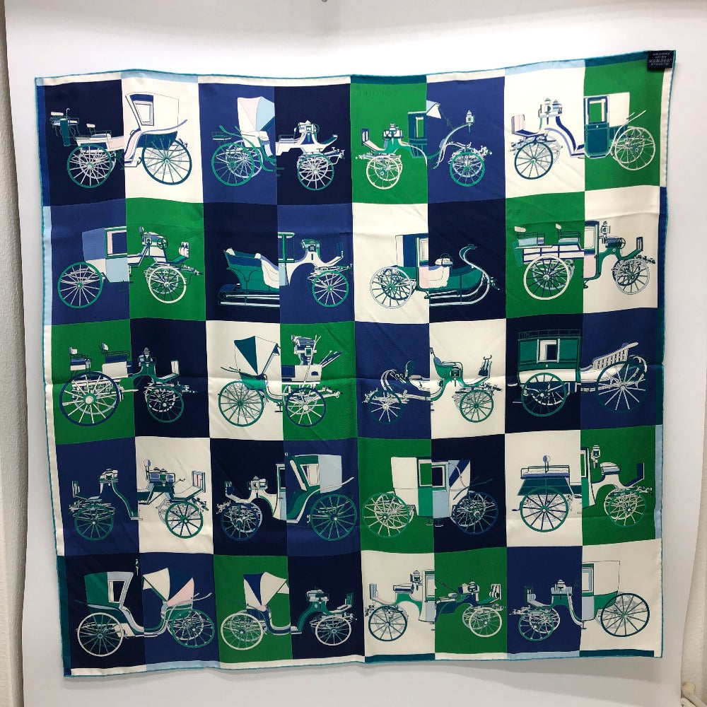 HERMES scarf silk green Carre90 Women Used