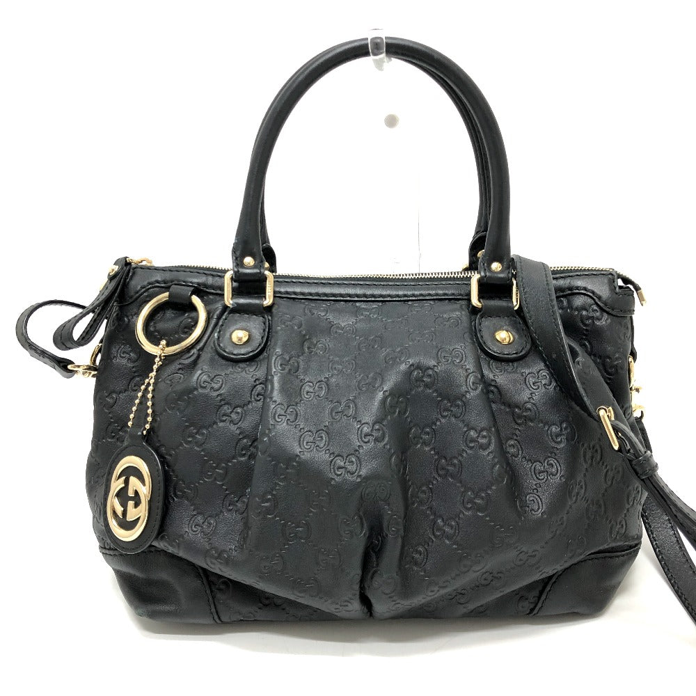 GUCCI Handbag 247902 leather black Guccisima Sukey Women Secondhand