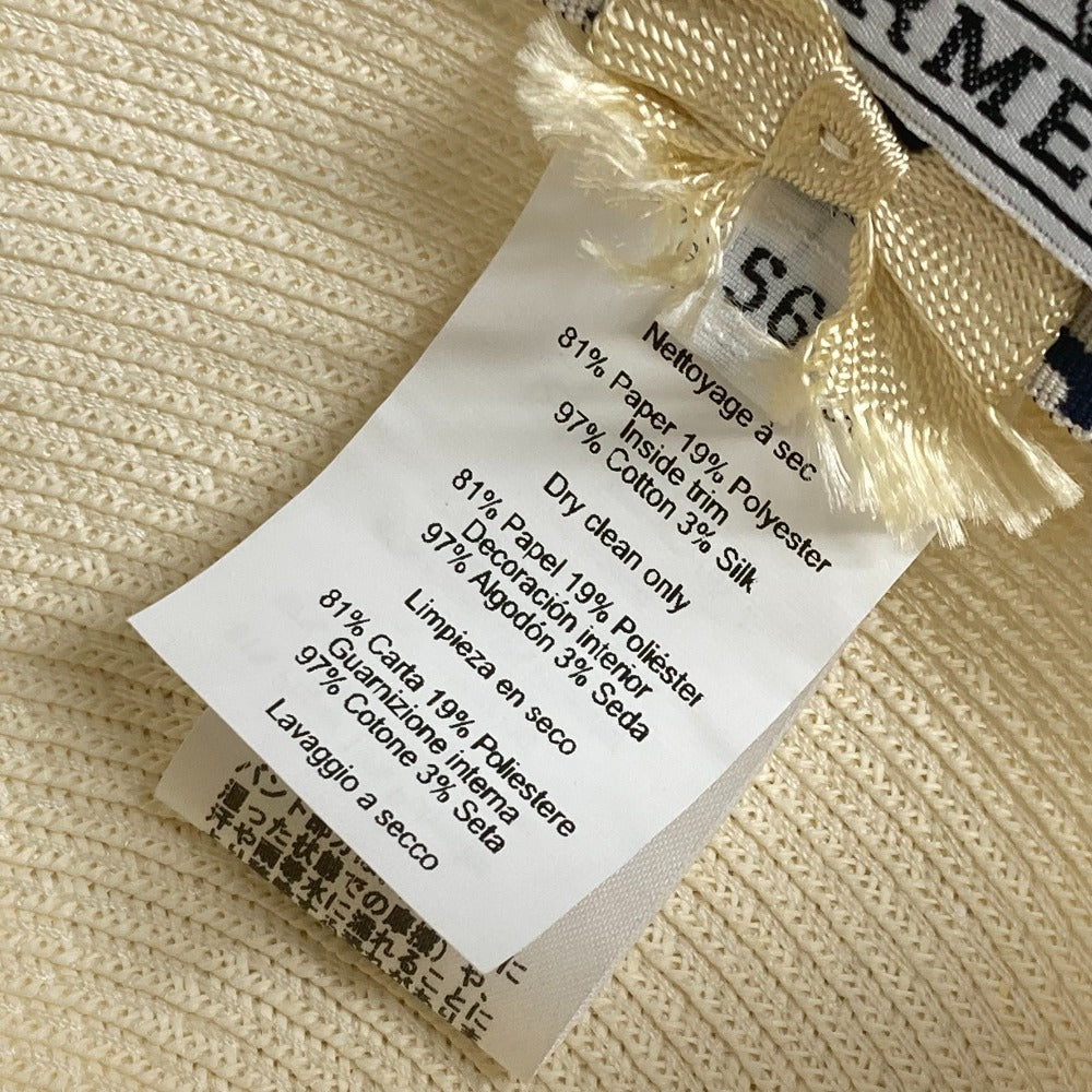HERMES cap H221035N Polyester, Paper White type Serie button Emma Emma Women 56 Used