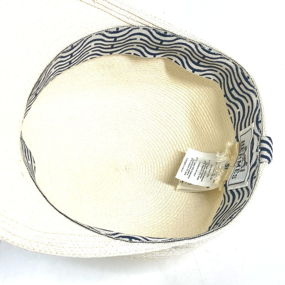 HERMES cap H221035N Polyester, Paper White type Serie button Emma Emma Women 56 Used