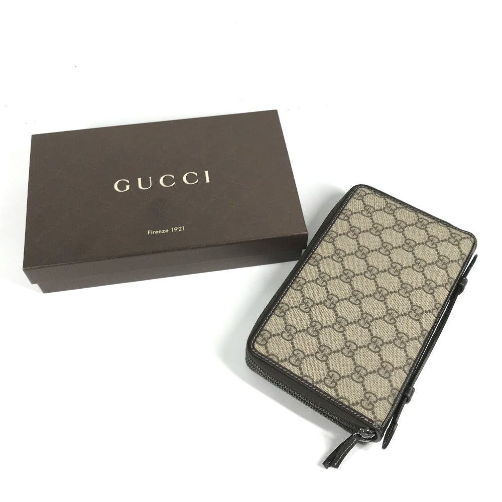 GUCCI Travel case 336298 GG Supreme Canvas Beige x brown GG Supreme Long Wallet Purse mens Used