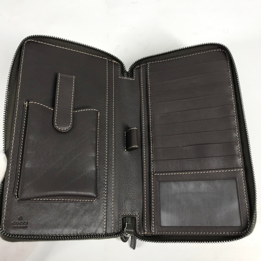 GUCCI Travel case 336298 GG Supreme Canvas Beige x brown GG Supreme Long Wallet Purse mens Used