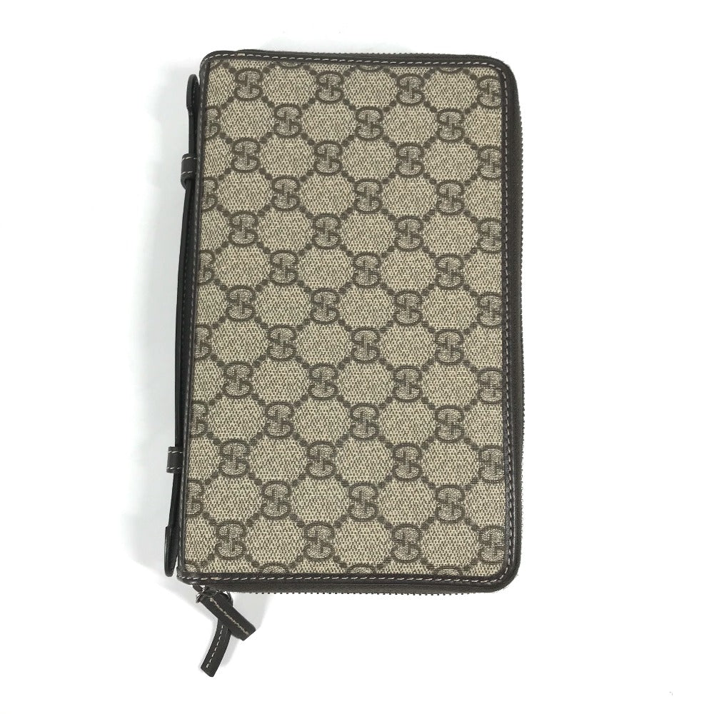 GUCCI Travel case 336298 GG Supreme Canvas Beige x brown GG Supreme Long Wallet Purse mens Used