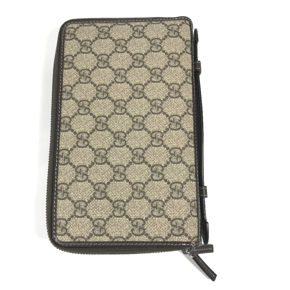 GUCCI Travel case 336298 GG Supreme Canvas Beige x brown GG Supreme Long Wallet Purse mens Used