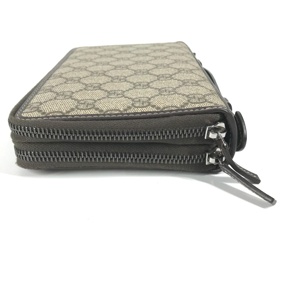 GUCCI Travel case 336298 GG Supreme Canvas Beige x brown GG Supreme Long Wallet Purse mens Used
