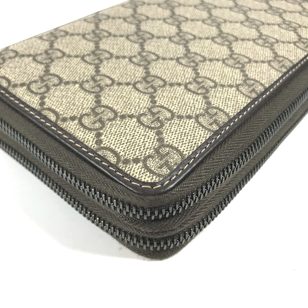 GUCCI Travel case 336298 GG Supreme Canvas Beige x brown GG Supreme Long Wallet Purse mens Used