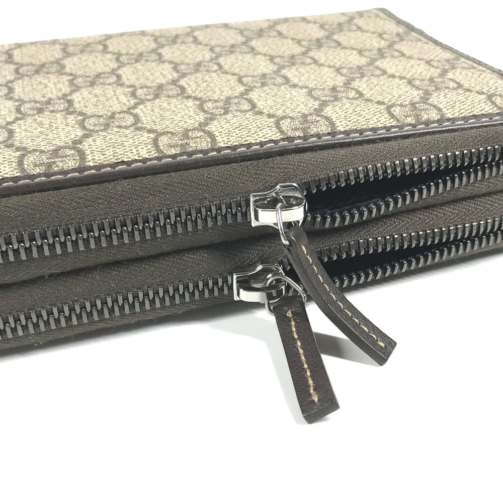 GUCCI Travel case 336298 GG Supreme Canvas Beige x brown GG Supreme Long Wallet Purse mens Used