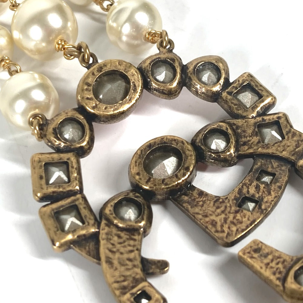 GUCCI bracelet metal Gold x Multicolor Double G Color stone, fake pearl, rhinestone, triple row Women Used