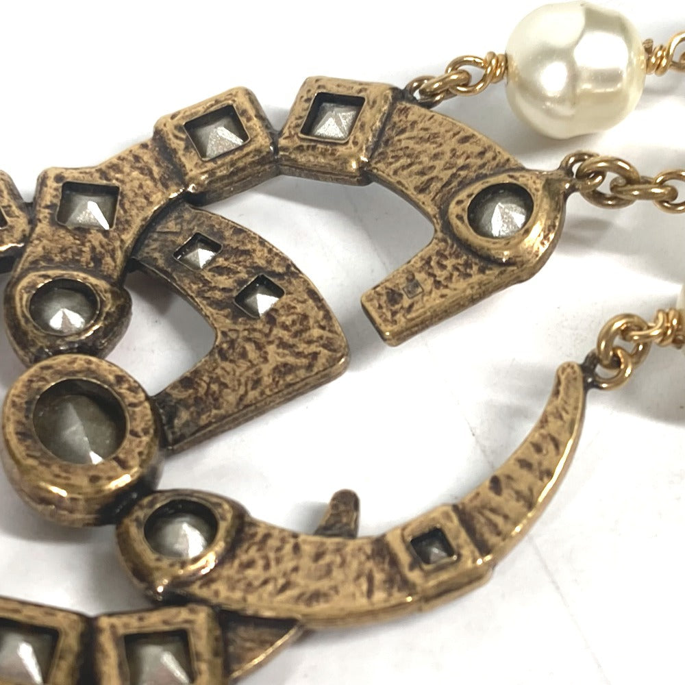 GUCCI bracelet metal Gold x Multicolor Double G Color stone, fake pearl, rhinestone, triple row Women Used