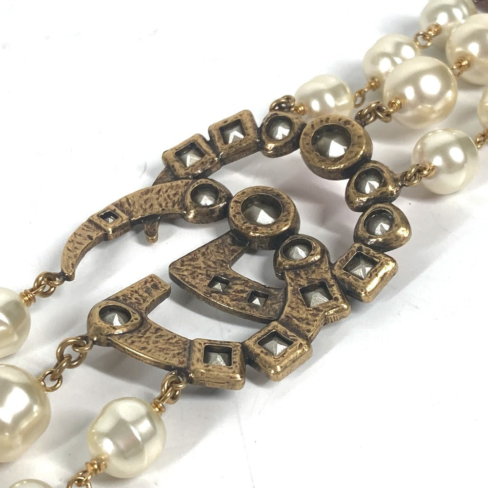 GUCCI bracelet metal Gold x Multicolor Double G Color stone, fake pearl, rhinestone, triple row Women Used