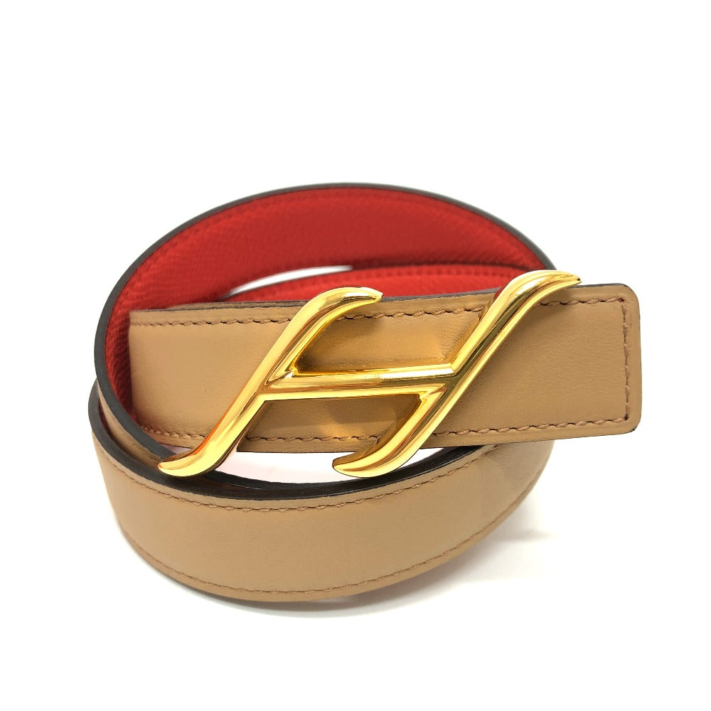 HERMES belt Swift, Epsom Brown x Orange type Constance Belt Buckle HDN Women 75 Used