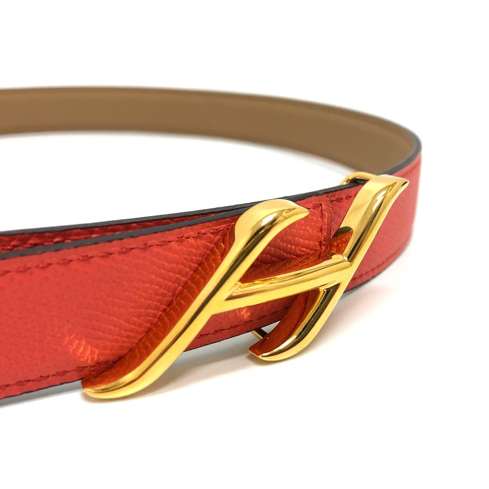 HERMES belt Swift, Epsom Brown x Orange type Constance Belt Buckle HDN Women 75 Used
