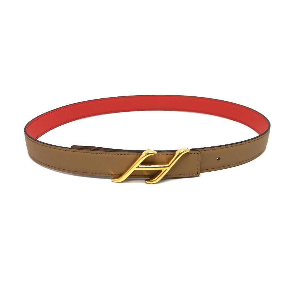 HERMES belt Swift, Epsom Brown x Orange type Constance Belt Buckle HDN Women 75 Used