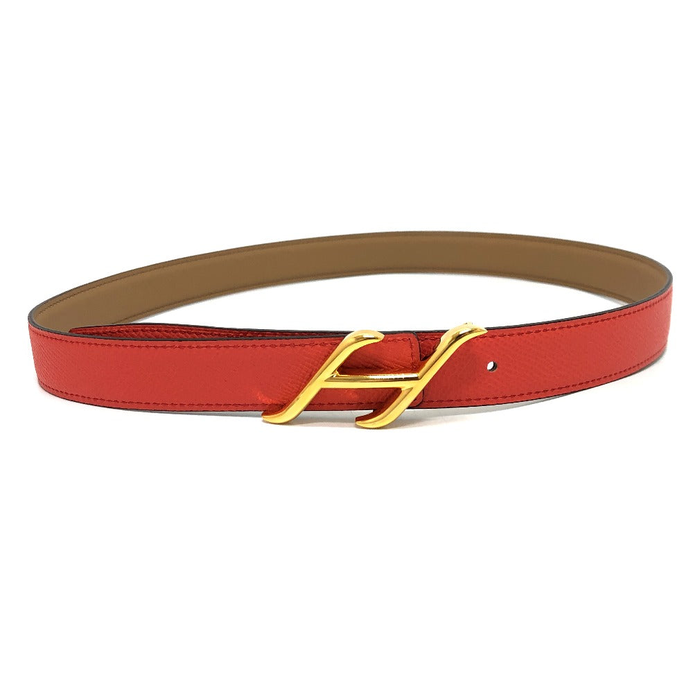 HERMES belt Swift, Epsom Brown x Orange type Constance Belt Buckle HDN Women 75 Used