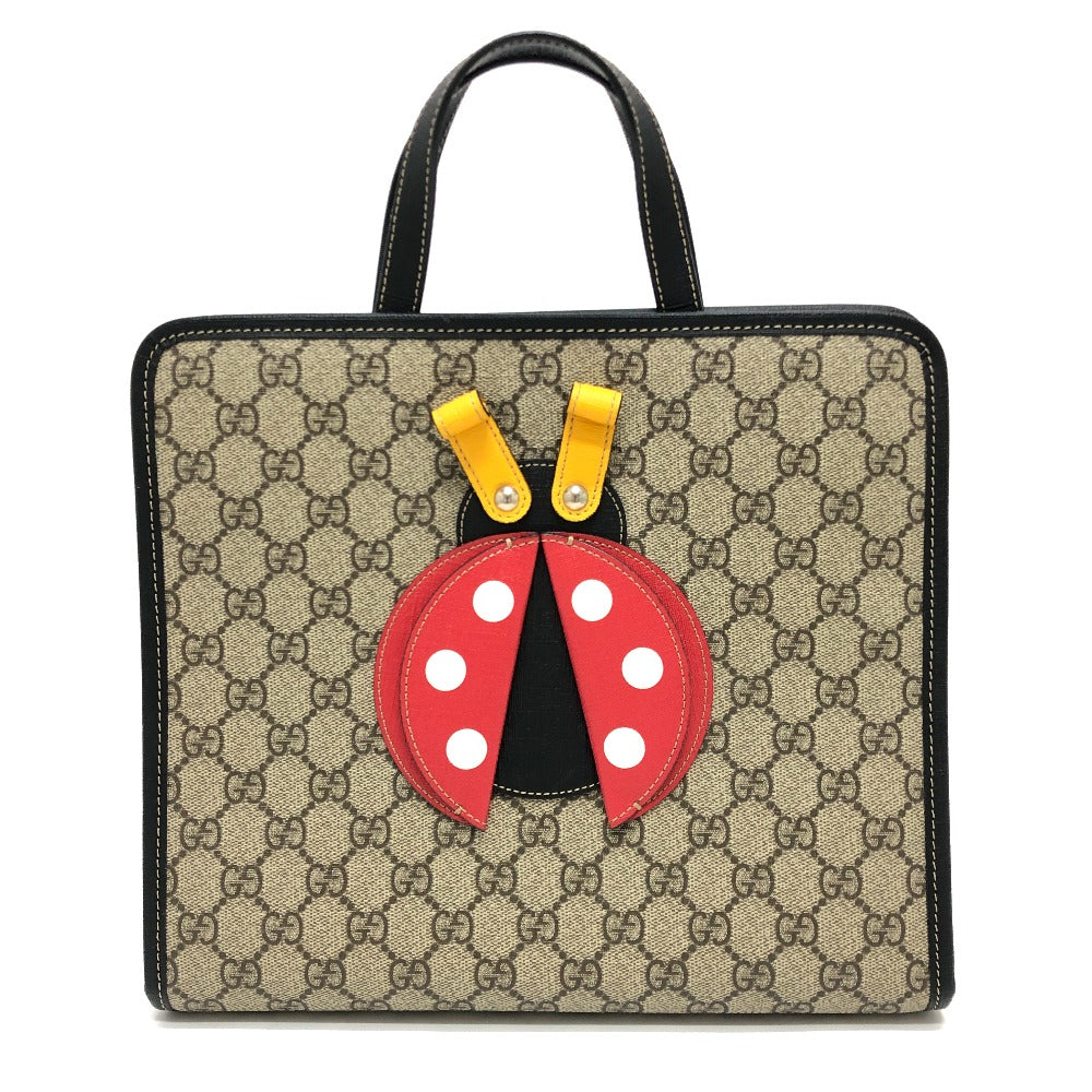GUCCI Tote Bag 664083 GG Supreme canvas, leather Beige x red Chilled license GG Supreme Ladybug Women Used