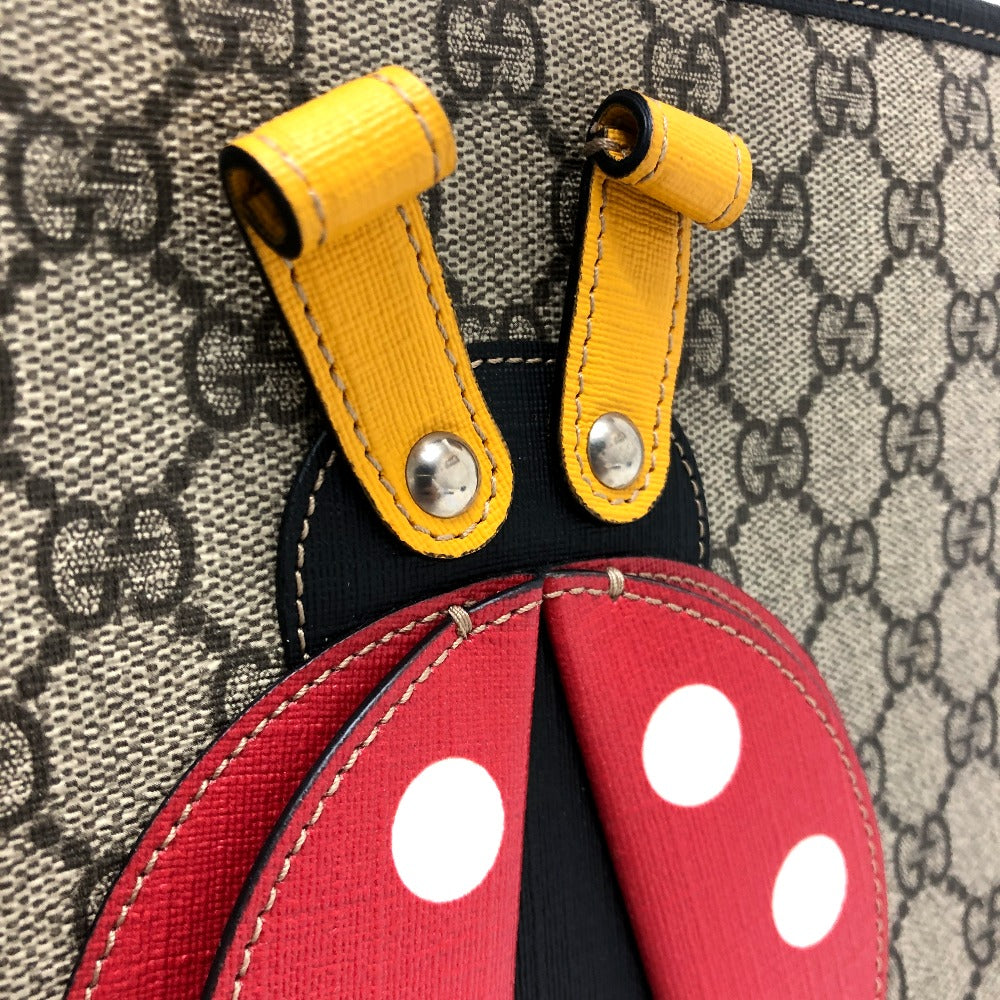 GUCCI Tote Bag 664083 GG Supreme canvas, leather Beige x red Chilled license GG Supreme Ladybug Women Used