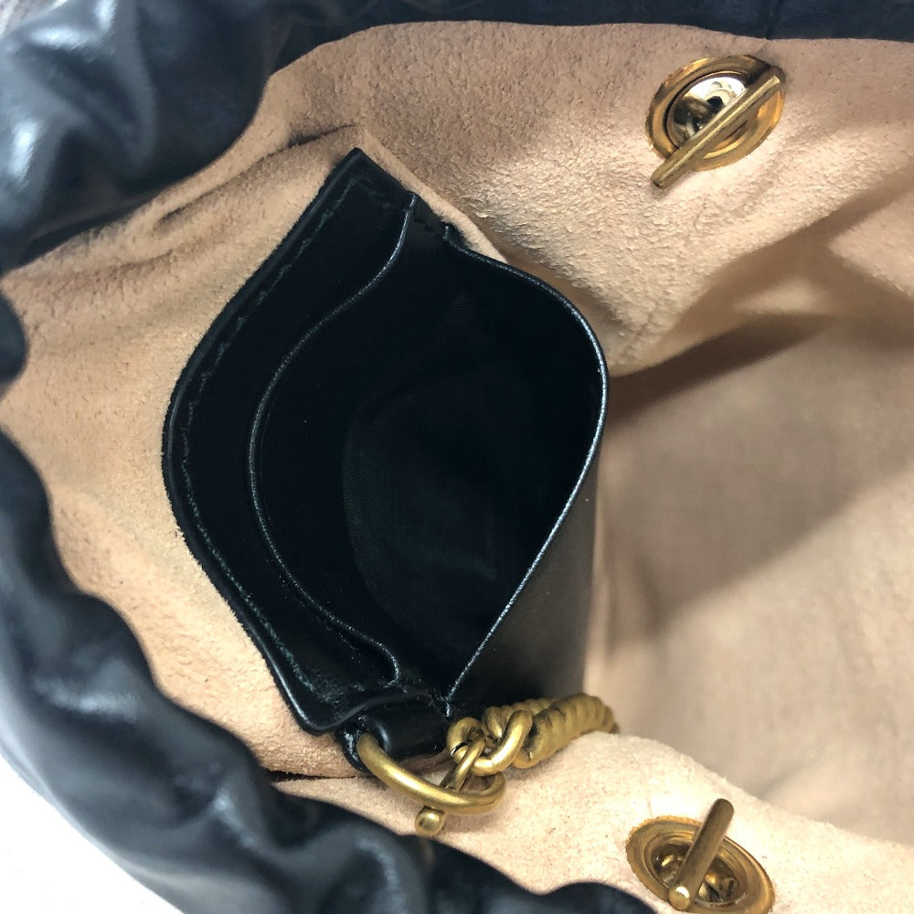 GUCCI Shoulder Bag 575163 leather black GG Marmont Double G Mini Bucket Bag Women Used