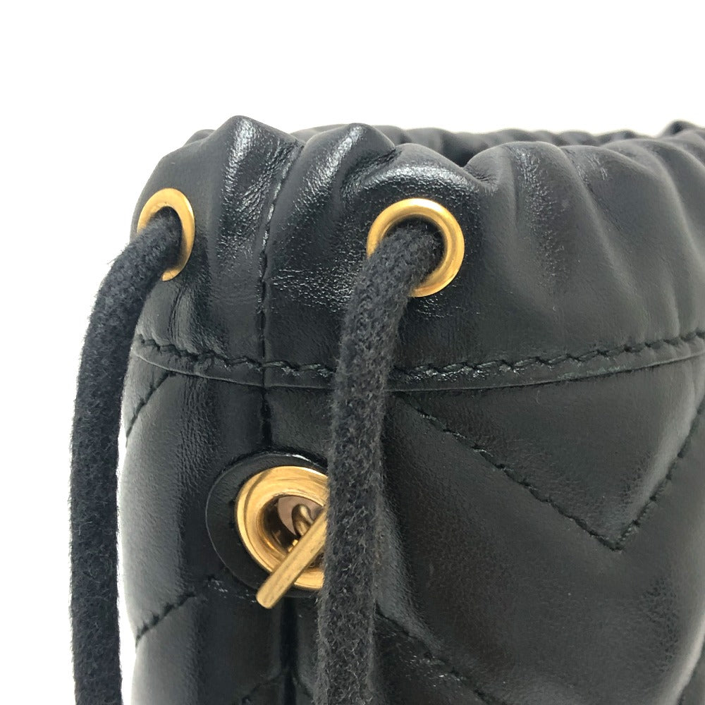 GUCCI Shoulder Bag 575163 leather black GG Marmont Double G Mini Bucket Bag Women Used
