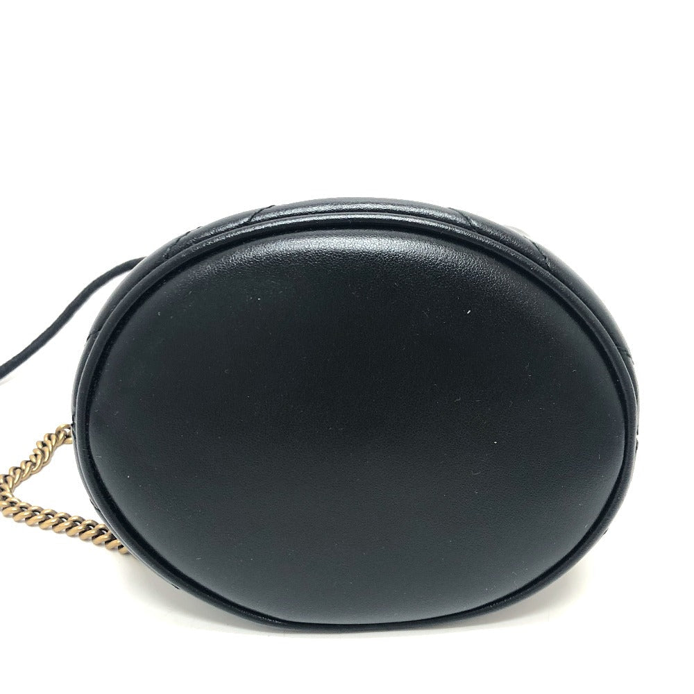 GUCCI Shoulder Bag 575163 leather black GG Marmont Double G Mini Bucket Bag Women Used