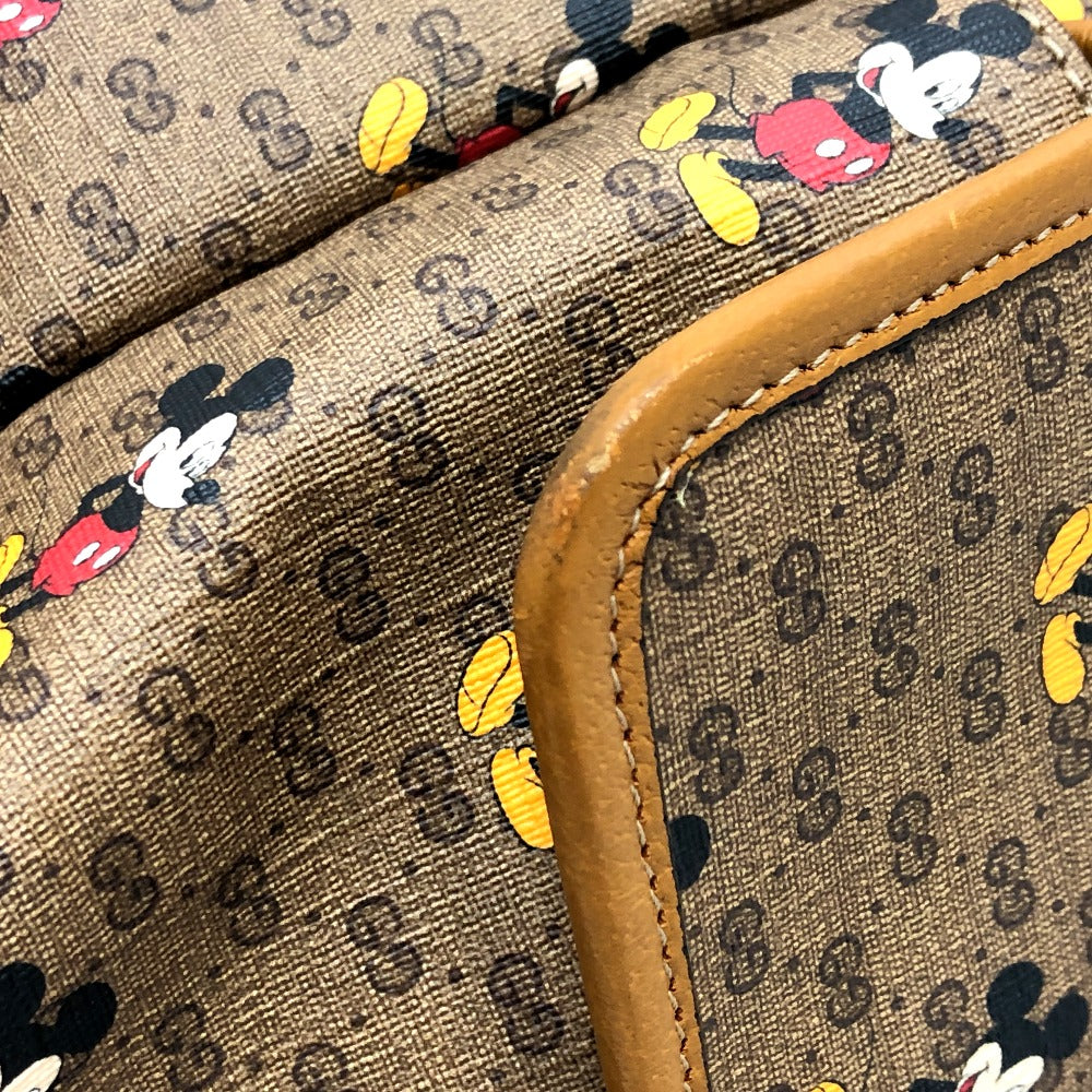 GUCCI Backpack 603898 PVC / Leather Beige x brown Mini GG Supreme Mickey Mouse DISNEY unisex(Unisex) Used